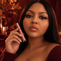 AI-edited Rose Gold lip-look portrait