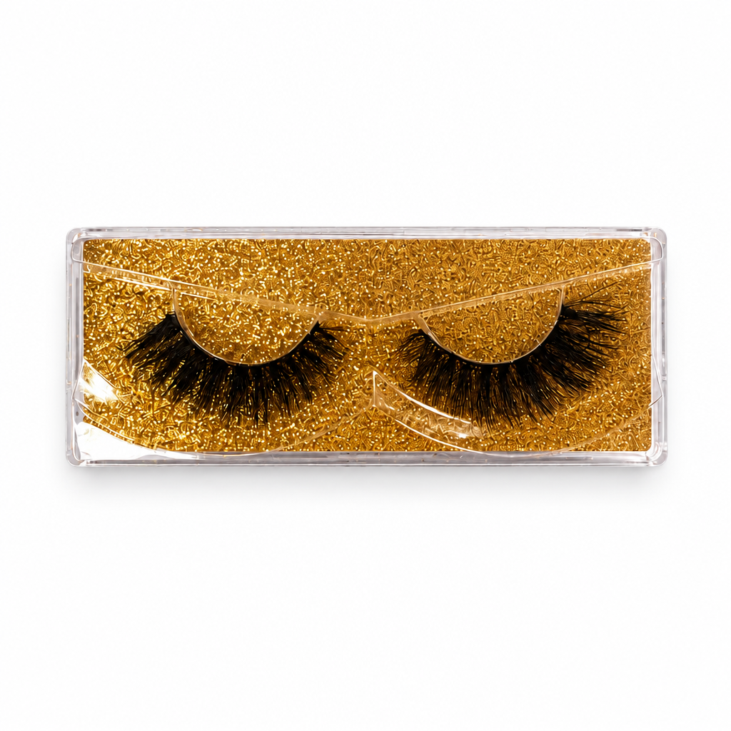 Rymi #690 lashes in gold case on white background, standalone product image