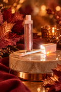 AI-edited Diva's Rose Gold light-and-mirror gloss in a fall display