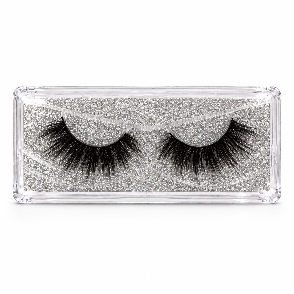 Taylor #104 lashes in silver case on white background, standalone product image