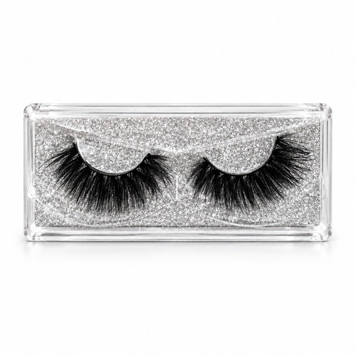 Chloie #109 lashes in silver case on white background, standalone product image