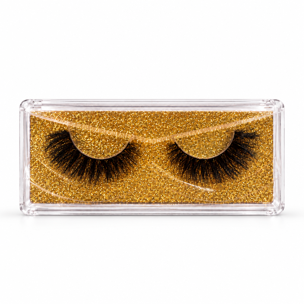 Ranai #075 lashes in gold case on white background, standalone product image